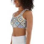 Floral Tile Print Sports Bra