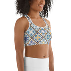 Floral Tile Print Sports Bra