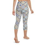 Floral Tile Print Yoga Capris