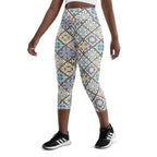 Floral Tile Print Yoga Capris