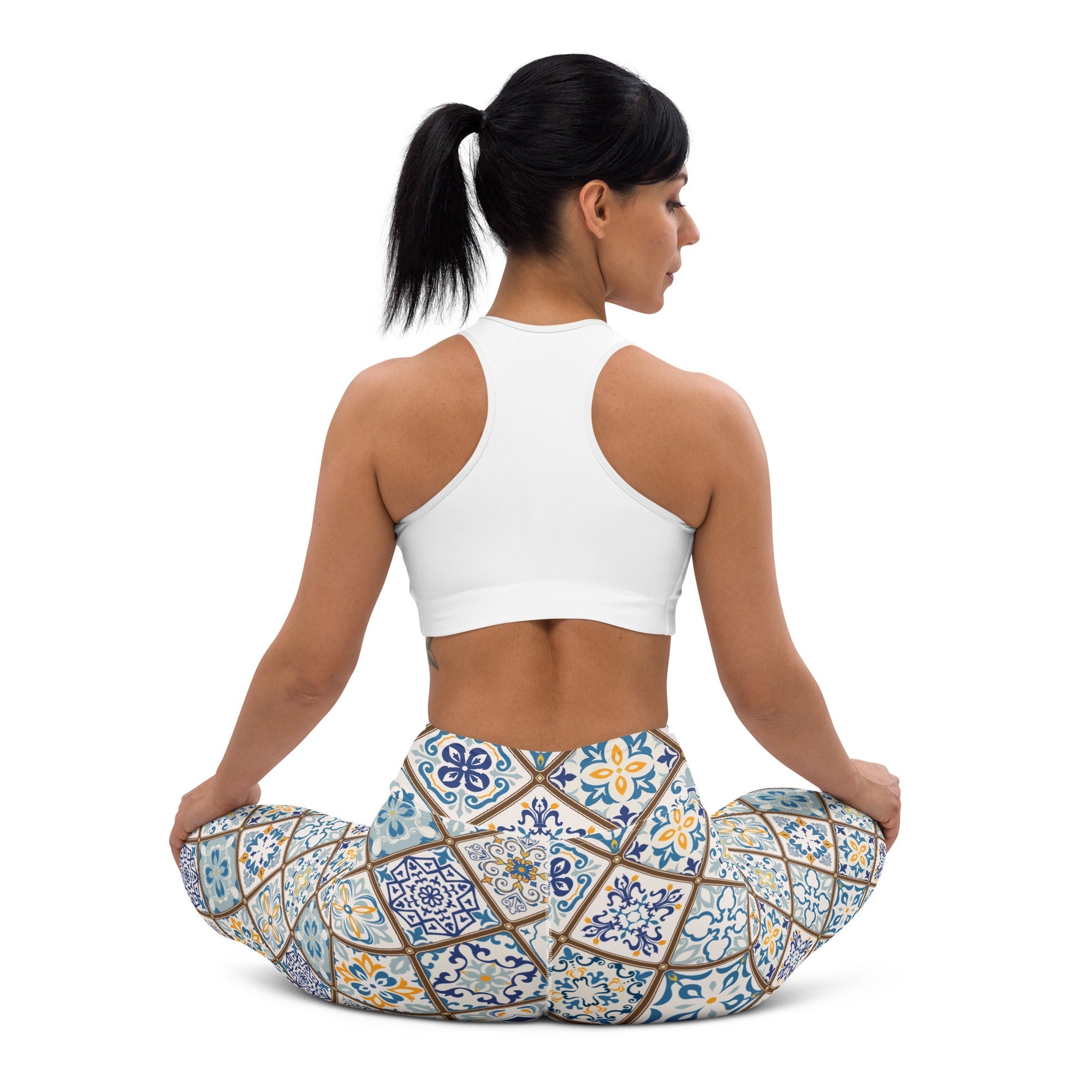 Floral Tile Print Yoga Leggings