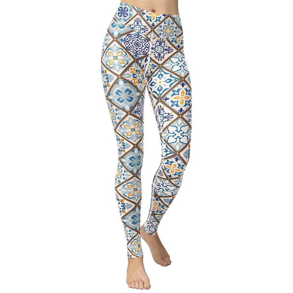 Dress Blues Tile Mosaic Organic Legging