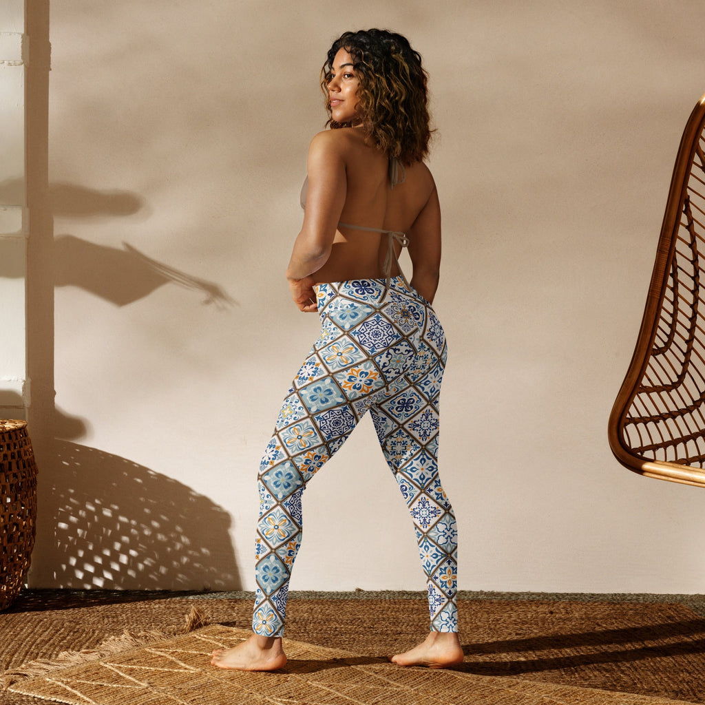 Floral Tile Print Yoga Leggings