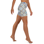 Floral Tile Print Yoga Shorts