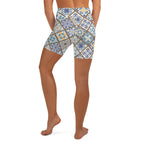 Floral Tile Print Yoga Shorts