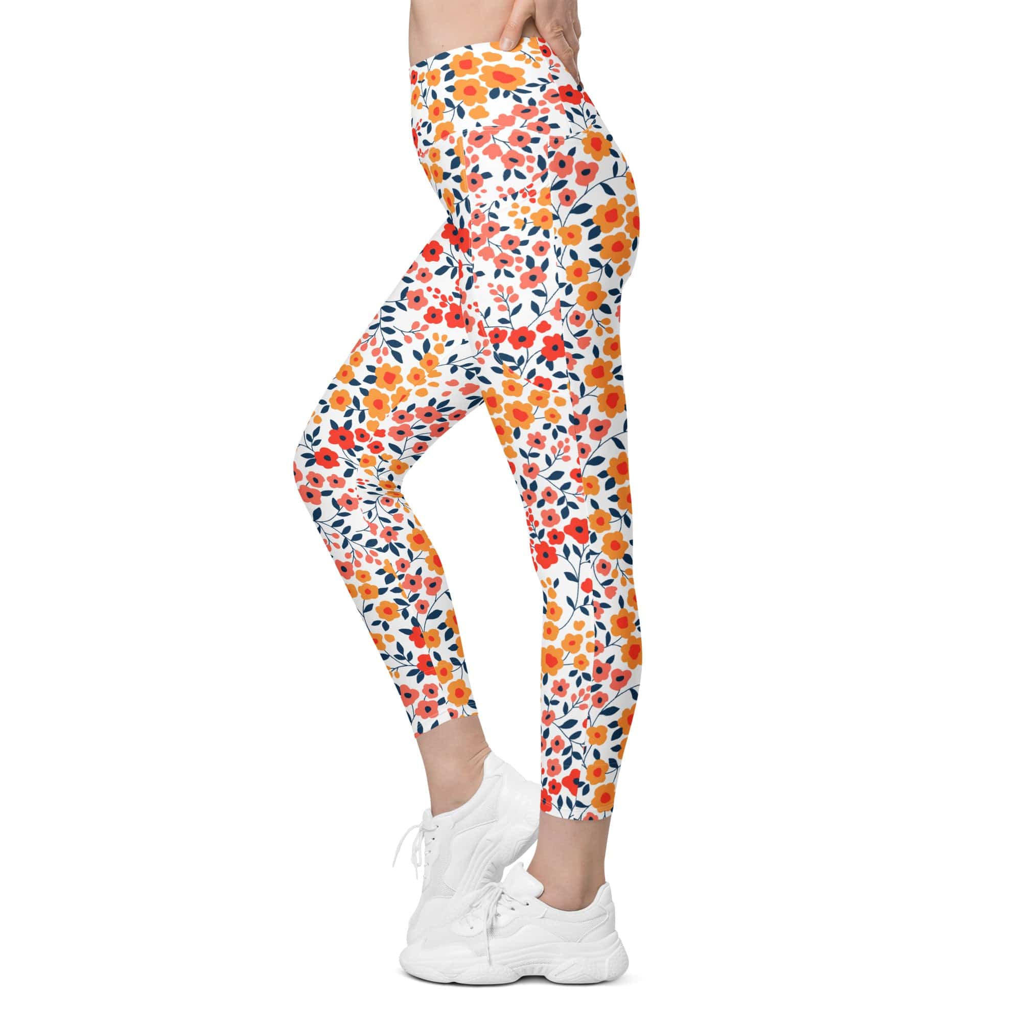 Floral Warmth Leggings With Pockets
