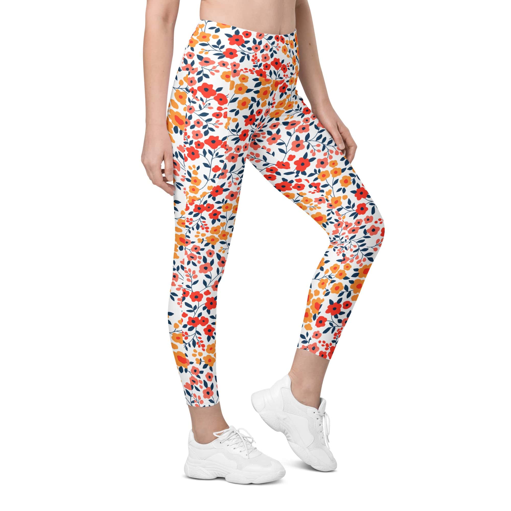 Floral Warmth Leggings With Pockets