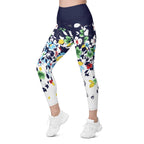 Flower Drawings Leggings With Pockets