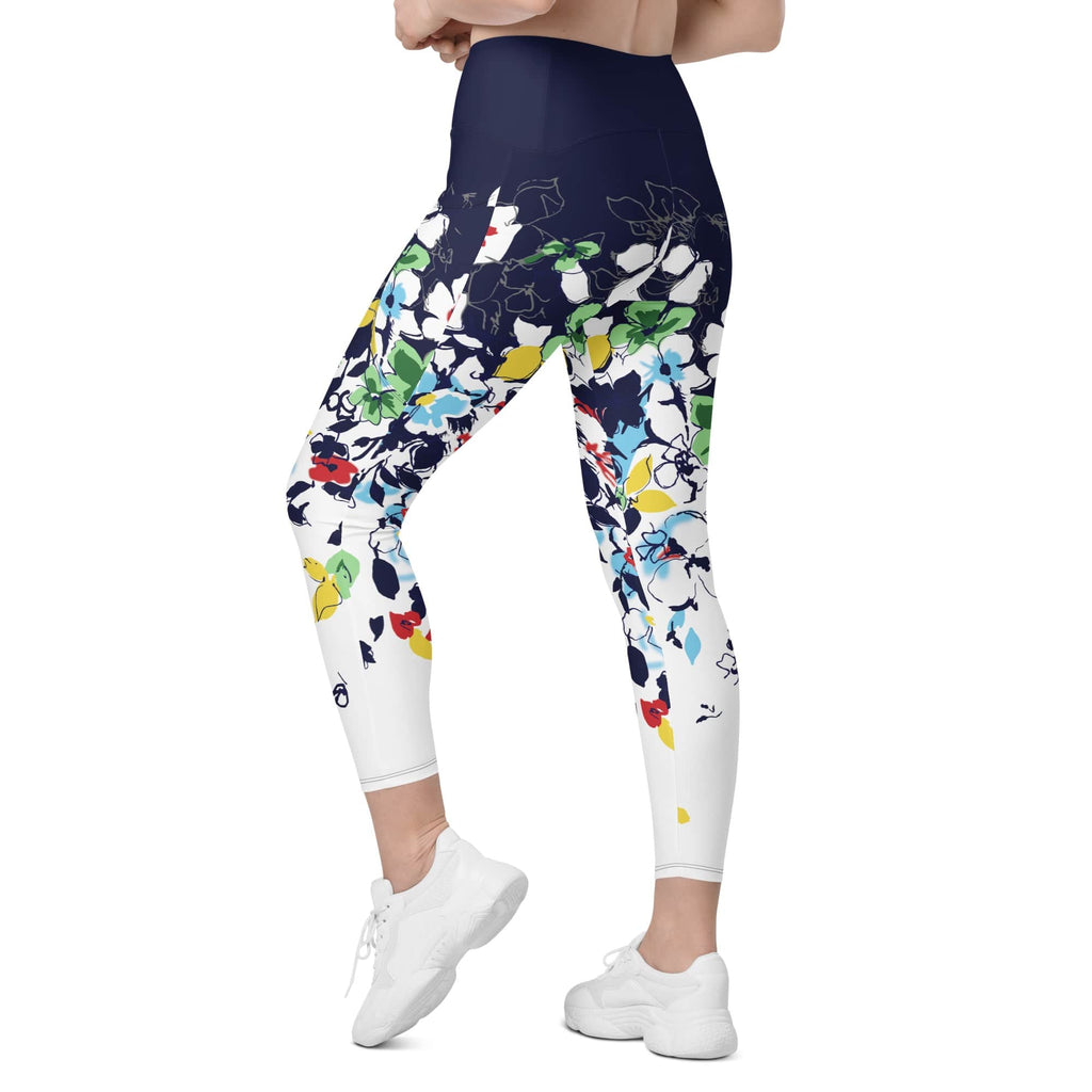 Flower Drawings Leggings With Pockets