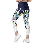 Flower Drawings Leggings With Pockets