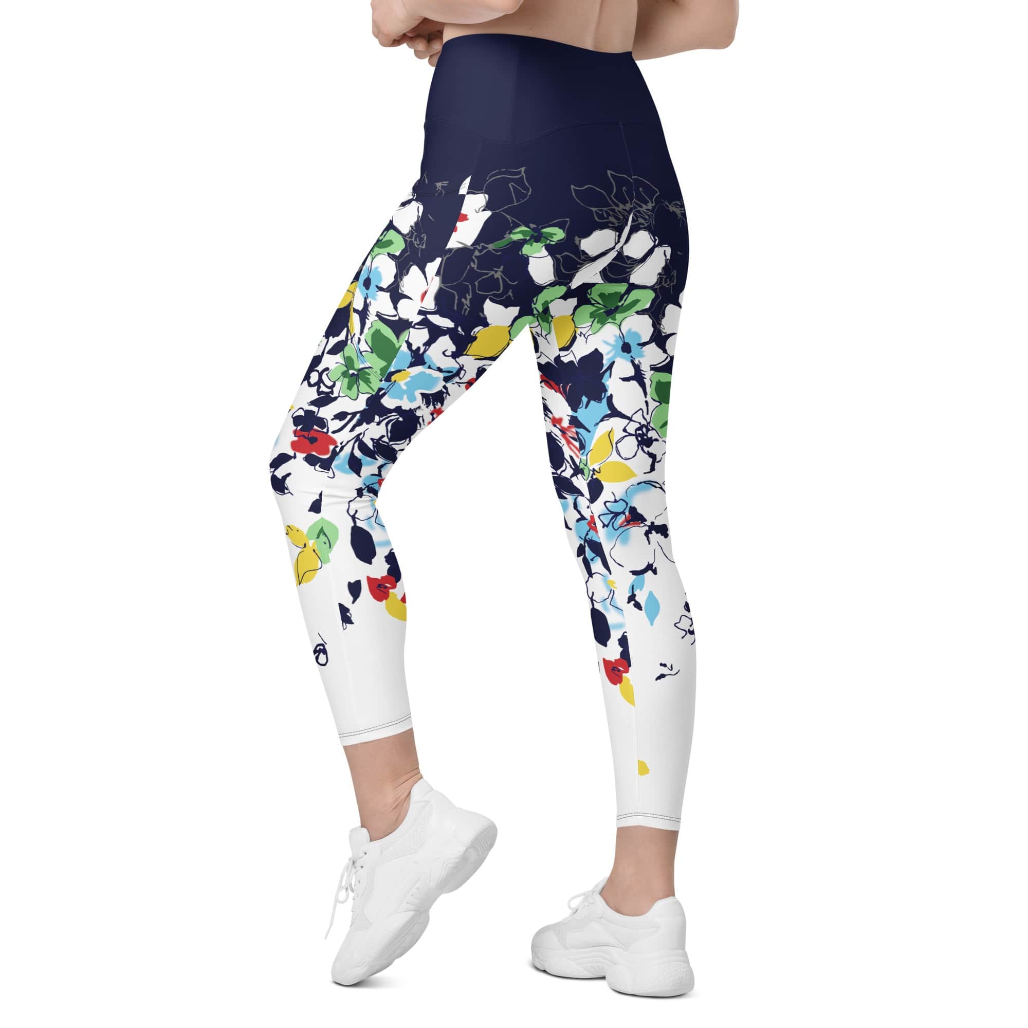 Flower Drawings Leggings With Pockets