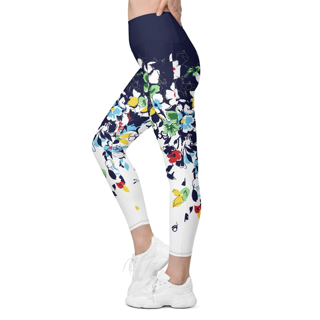 Flower Drawings Leggings With Pockets