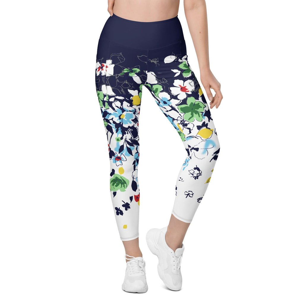 Flower Drawings Leggings With Pockets