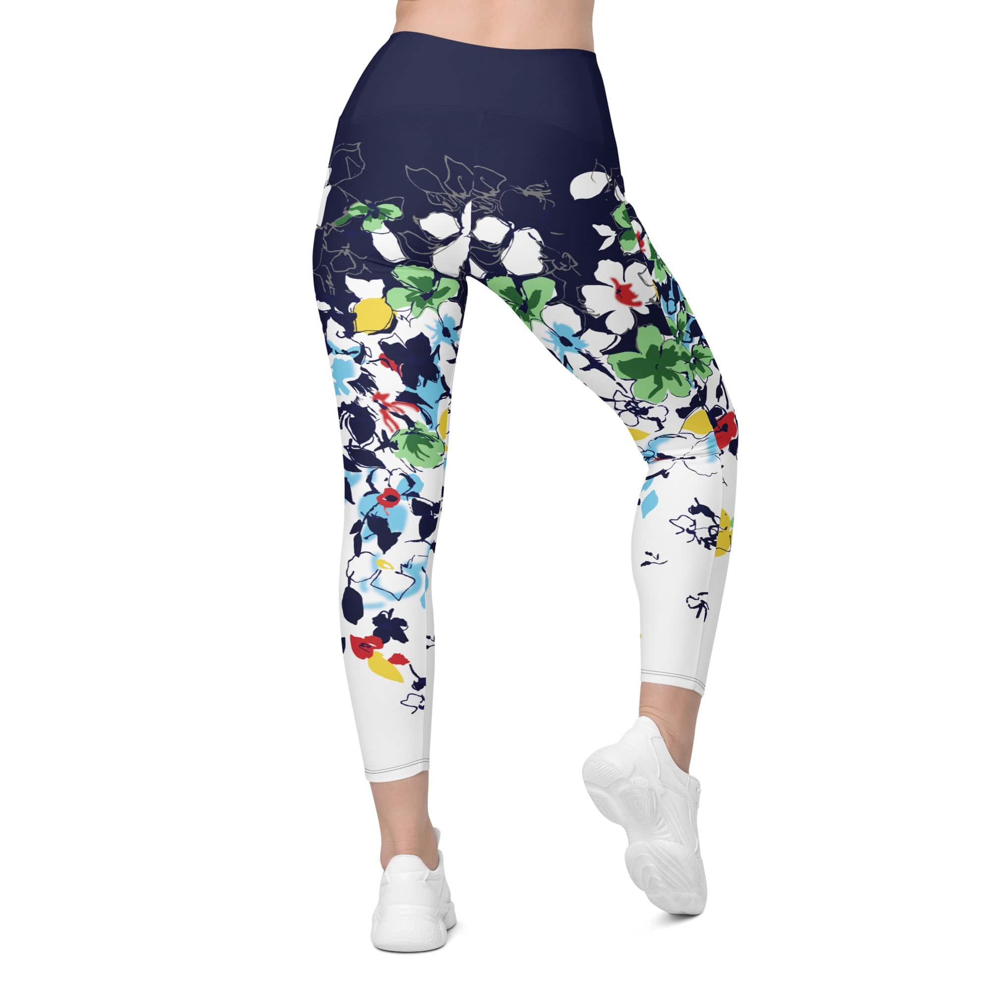 Flower Drawings Leggings With Pockets