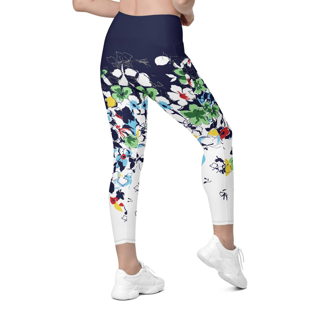 Flower Drawings Leggings With Pockets