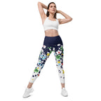 Flower Drawings Leggings With Pockets