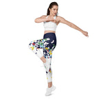 Flower Drawings Leggings With Pockets