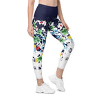 Flower Drawings Leggings With Pockets