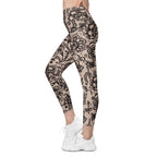 Flower Lace Print Leggings With Pockets