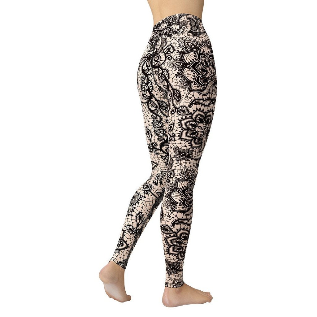 Flower Lace Print Yoga Leggings