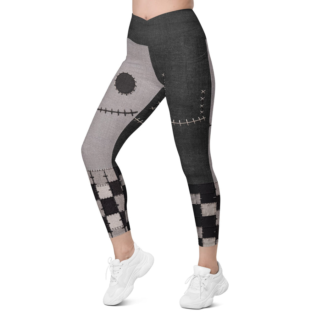 Frankenstitch Crossover Leggings With Pockets