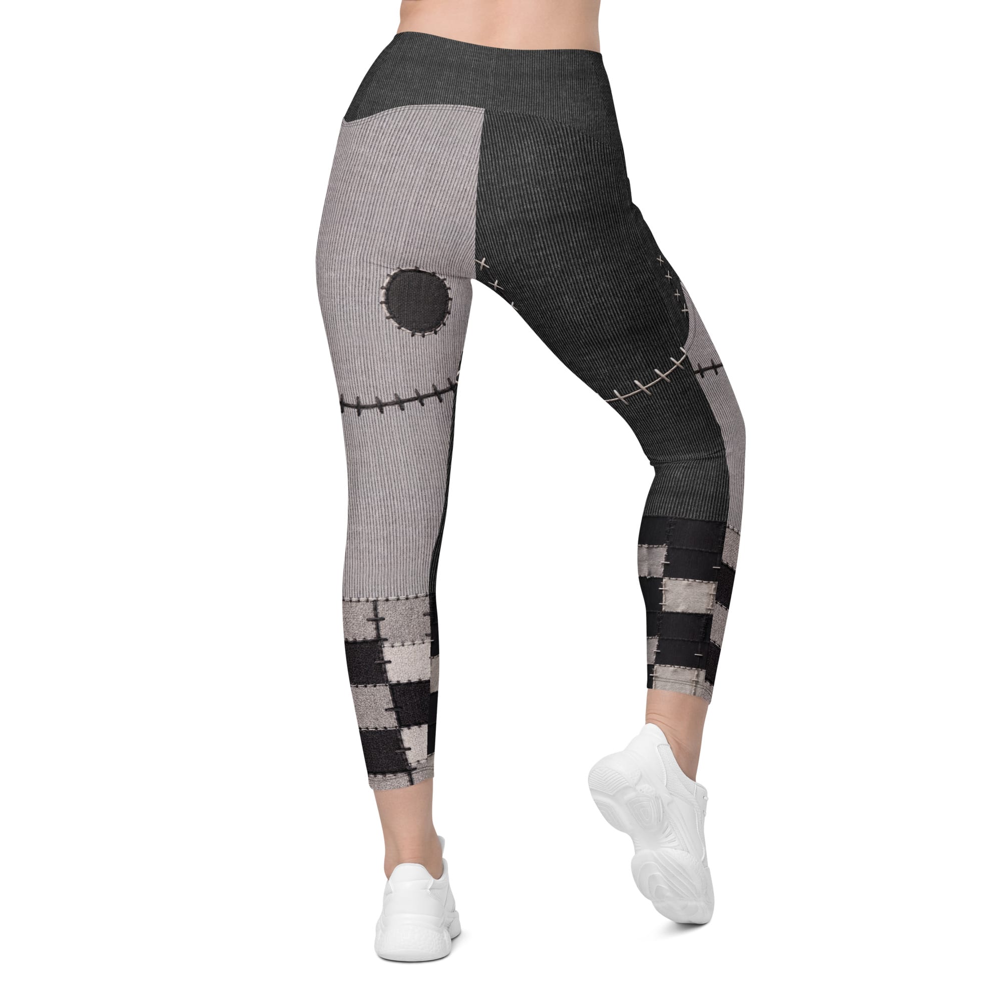 Frankenstitch Crossover Leggings With Pockets