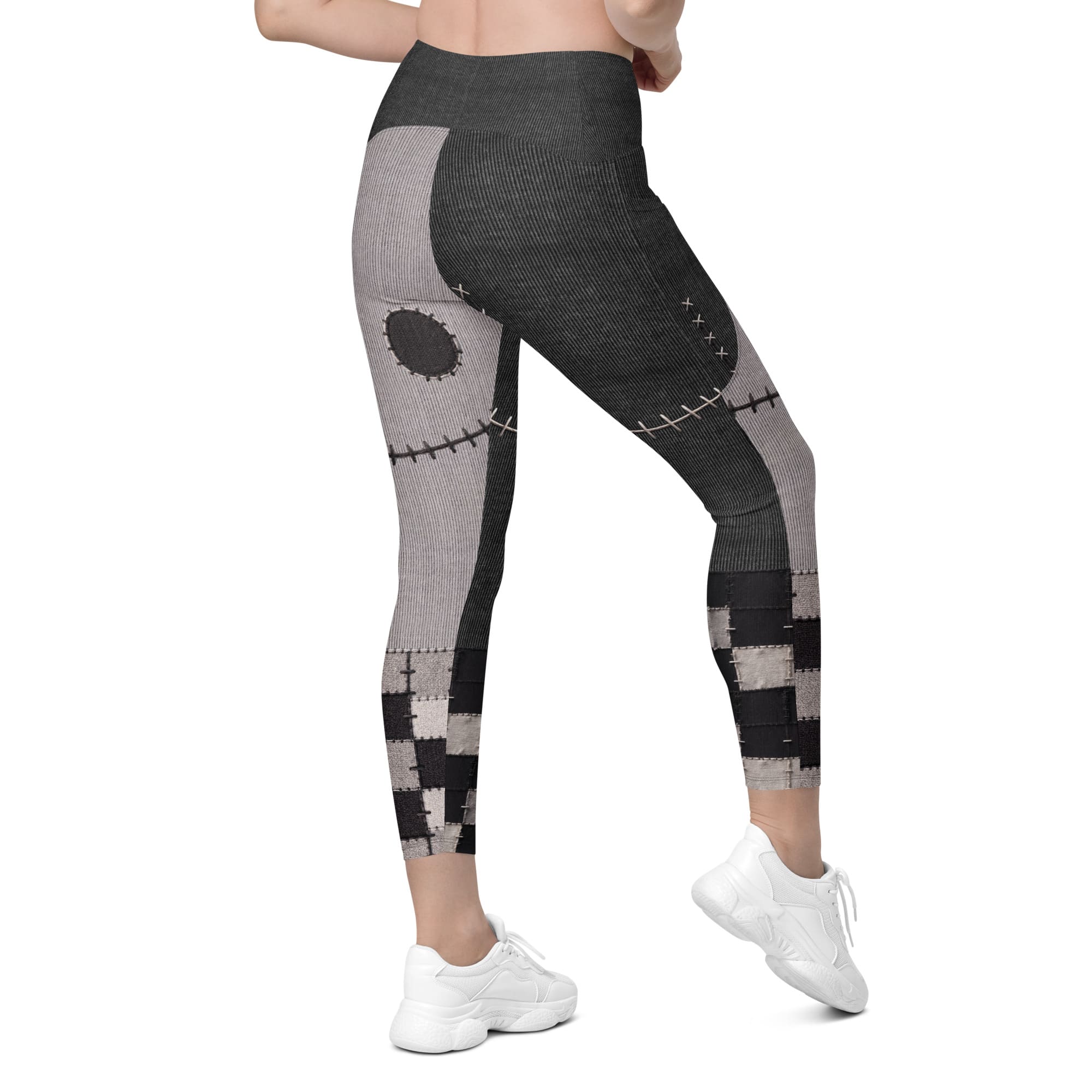 Frankenstitch Crossover Leggings With Pockets