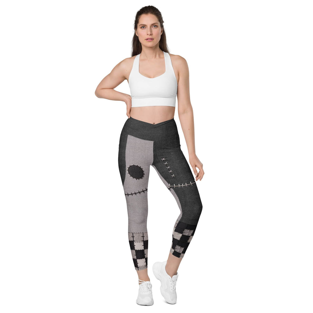 Frankenstitch Crossover Leggings With Pockets