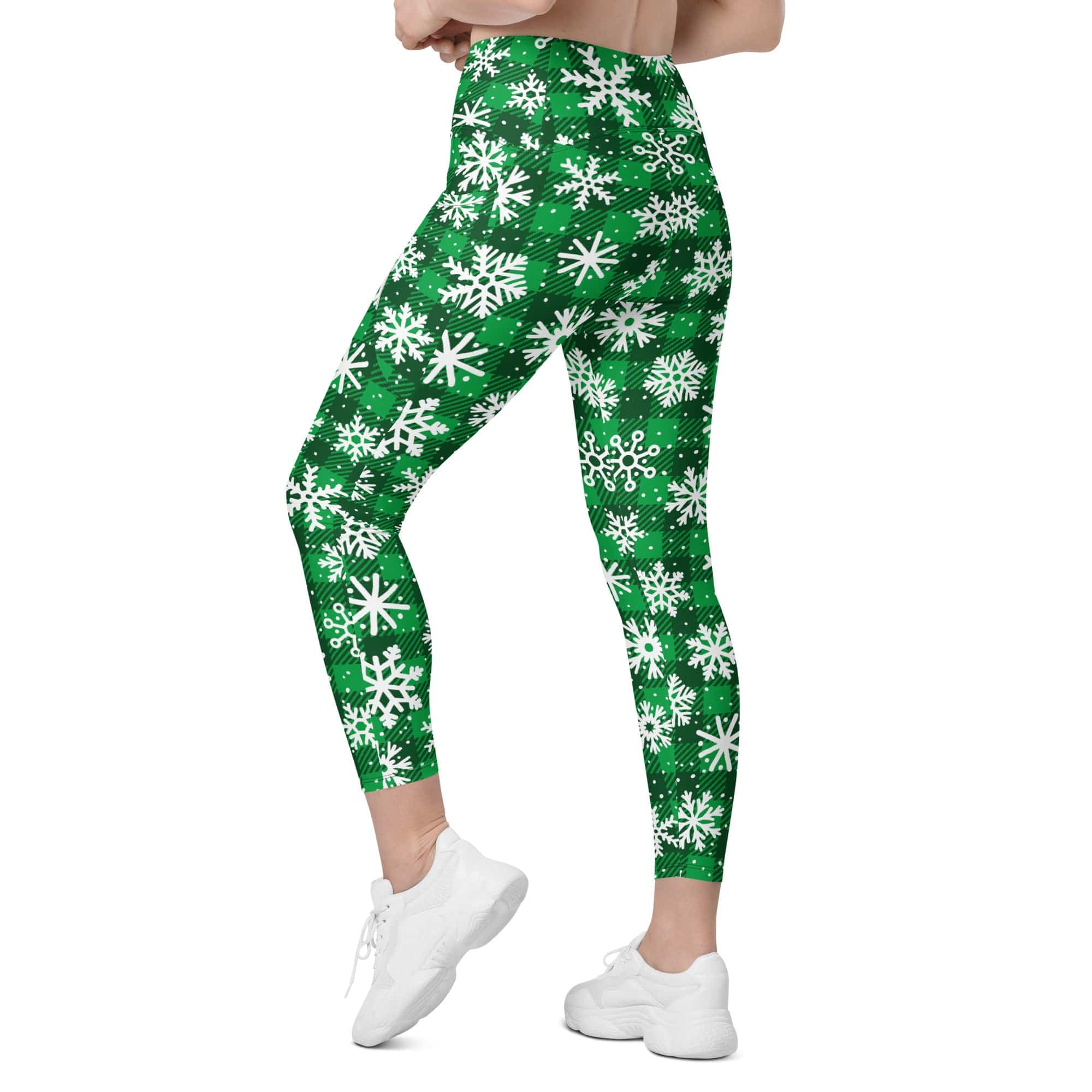 Frosted Flannel Snow Crossover Leggings With Pockets