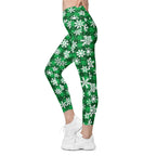 Frosted Flannel Snow Crossover Leggings With Pockets