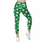 Frosted Flannel Snow Crossover Leggings With Pockets