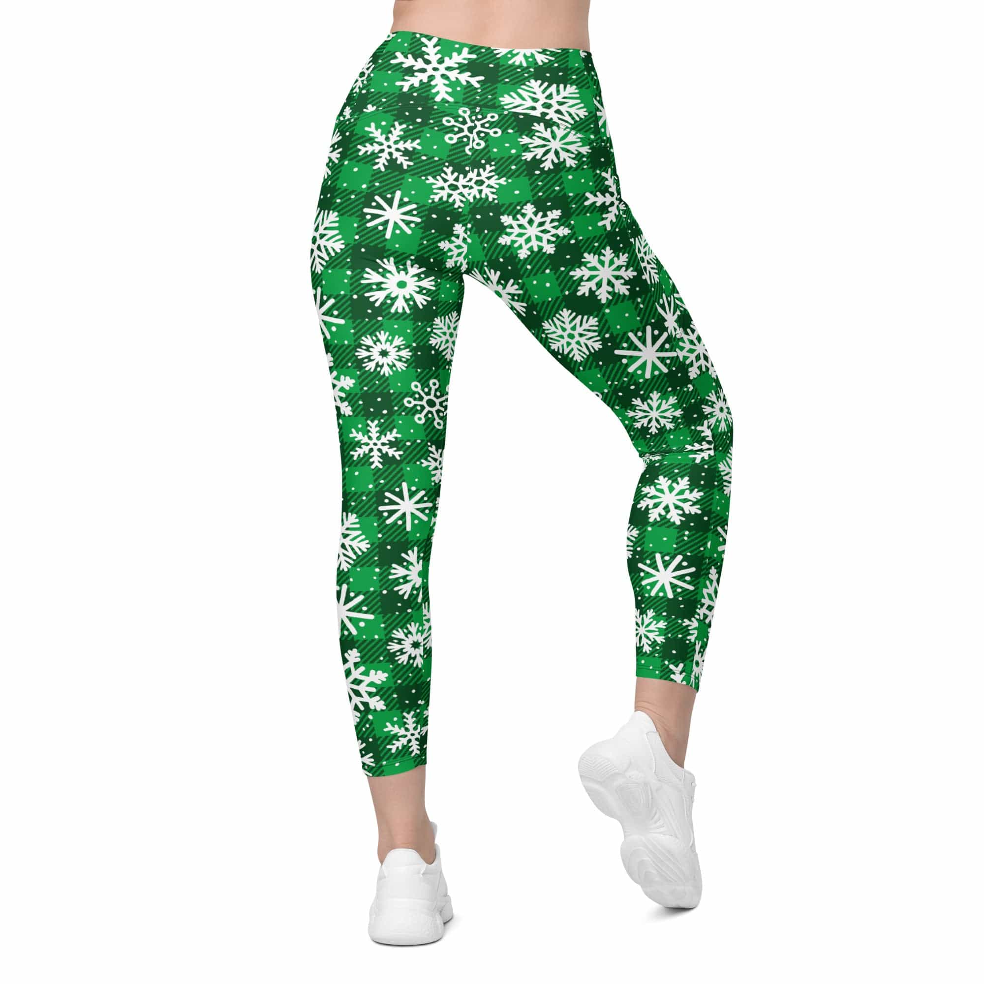 Frosted Flannel Snow Crossover Leggings With Pockets