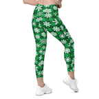 Frosted Flannel Snow Crossover Leggings With Pockets