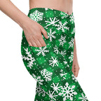 Frosted Flannel Snow Crossover Leggings With Pockets