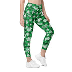 Frosted Flannel Snow Crossover Leggings With Pockets