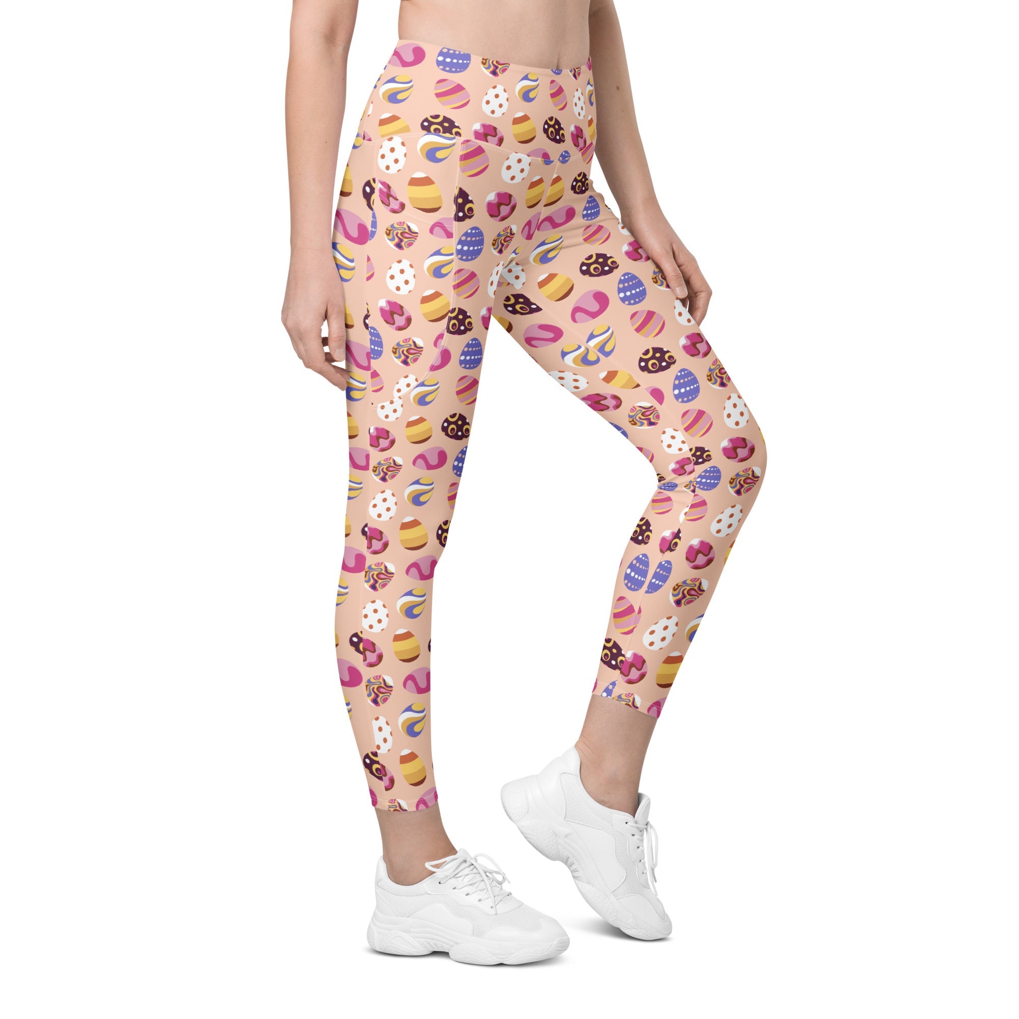 Fun Easter Eggs Pattern Leggings With Pockets