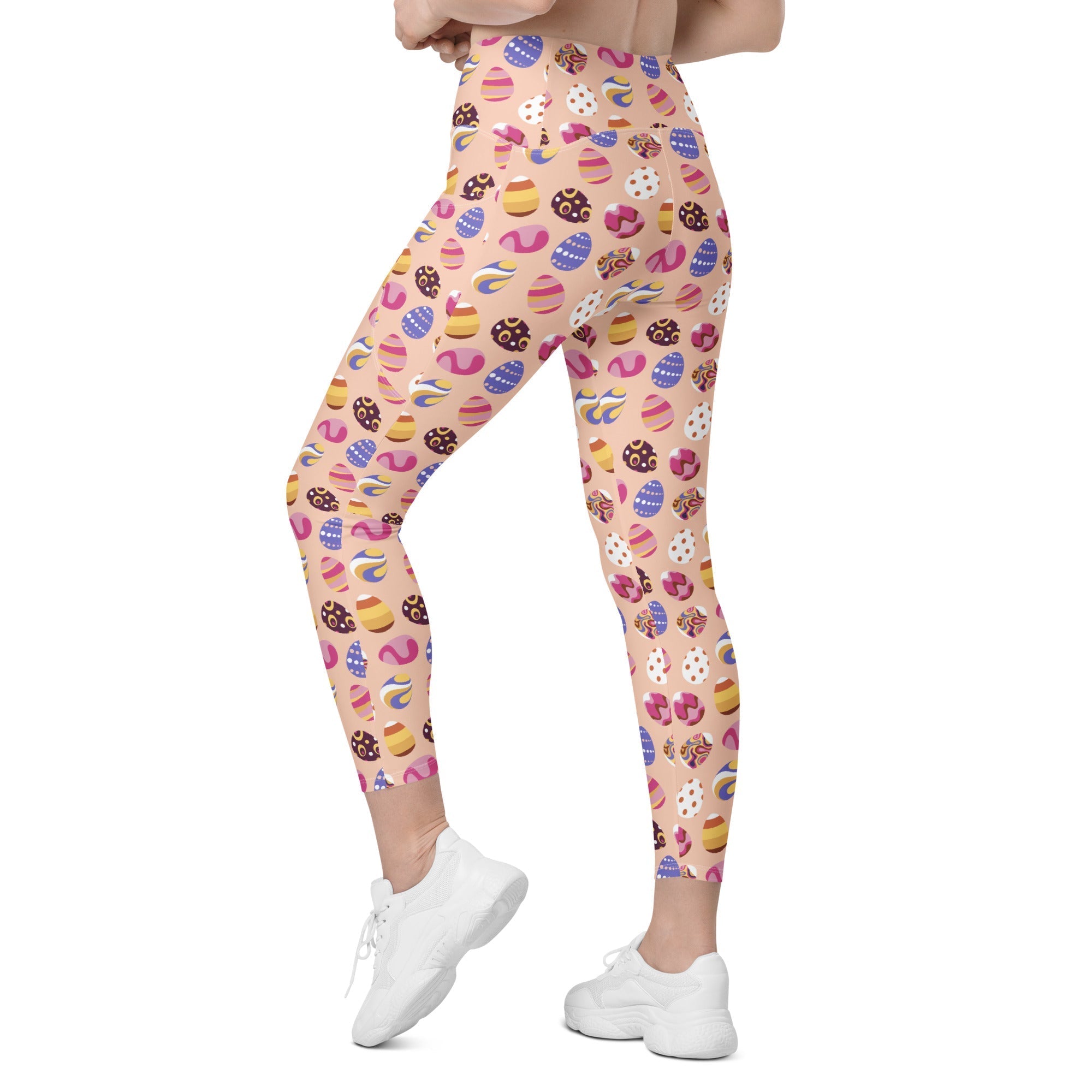 Fun Easter Eggs Pattern Leggings With Pockets