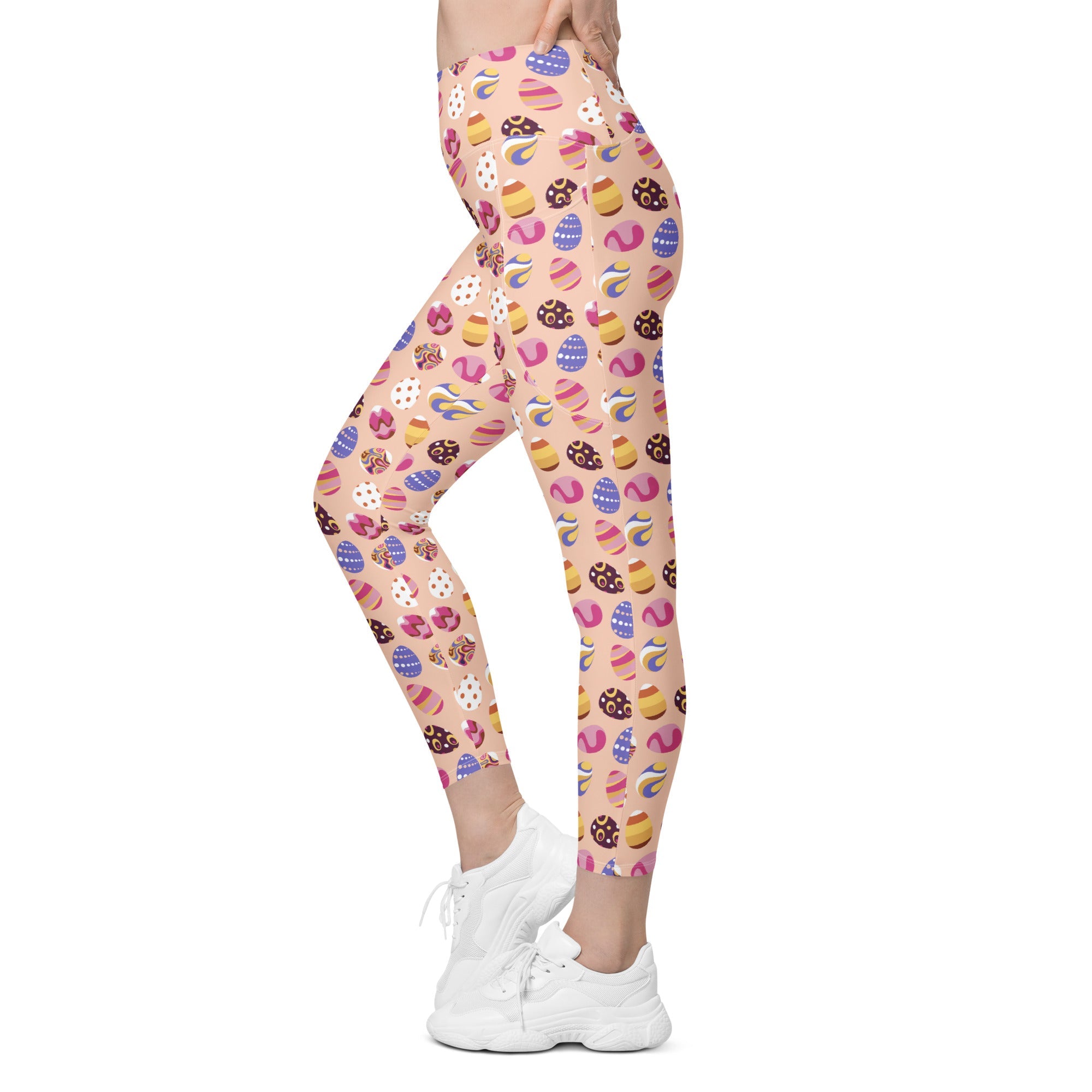 Fun Easter Eggs Pattern Leggings With Pockets