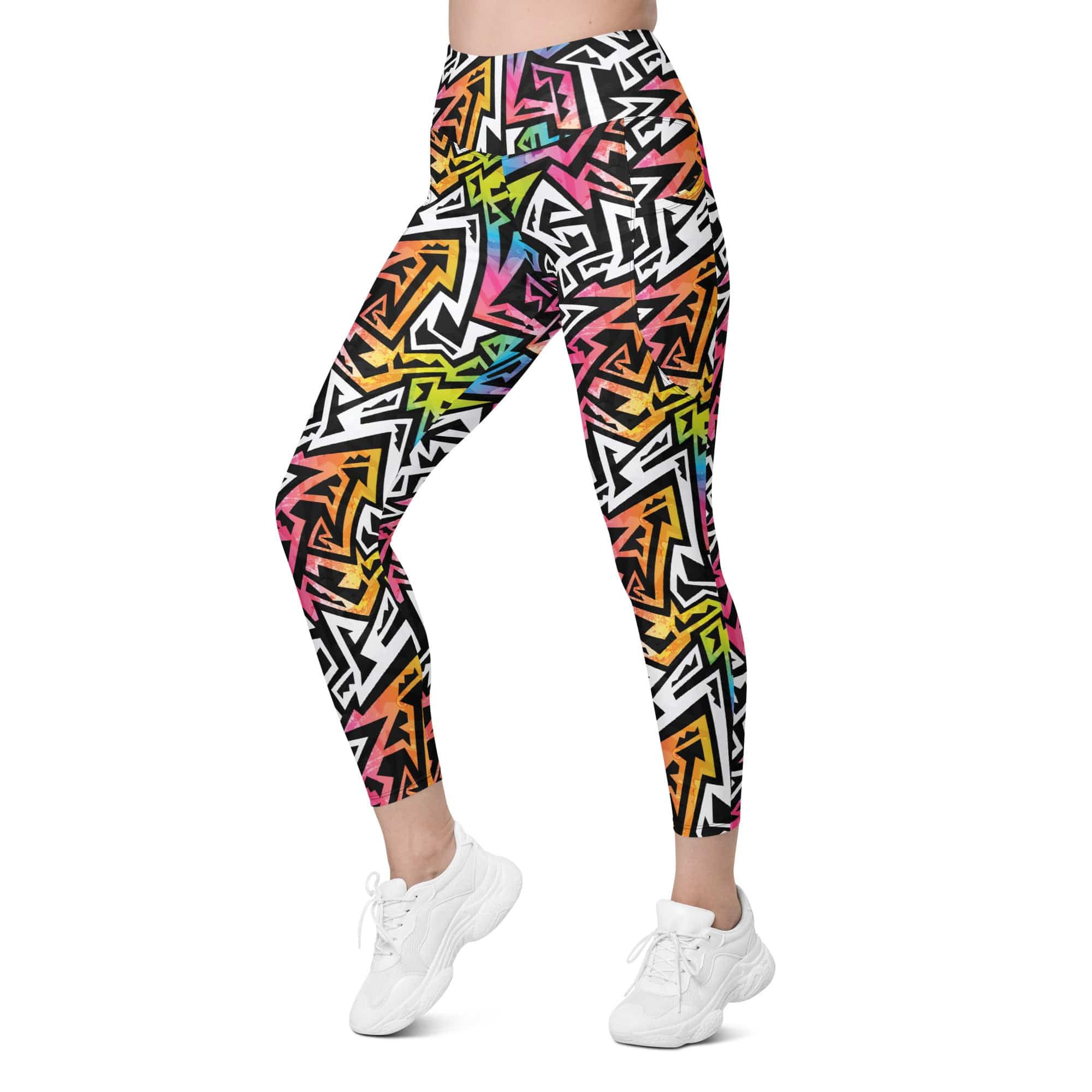 Funky Geometric Leggings With Pockets