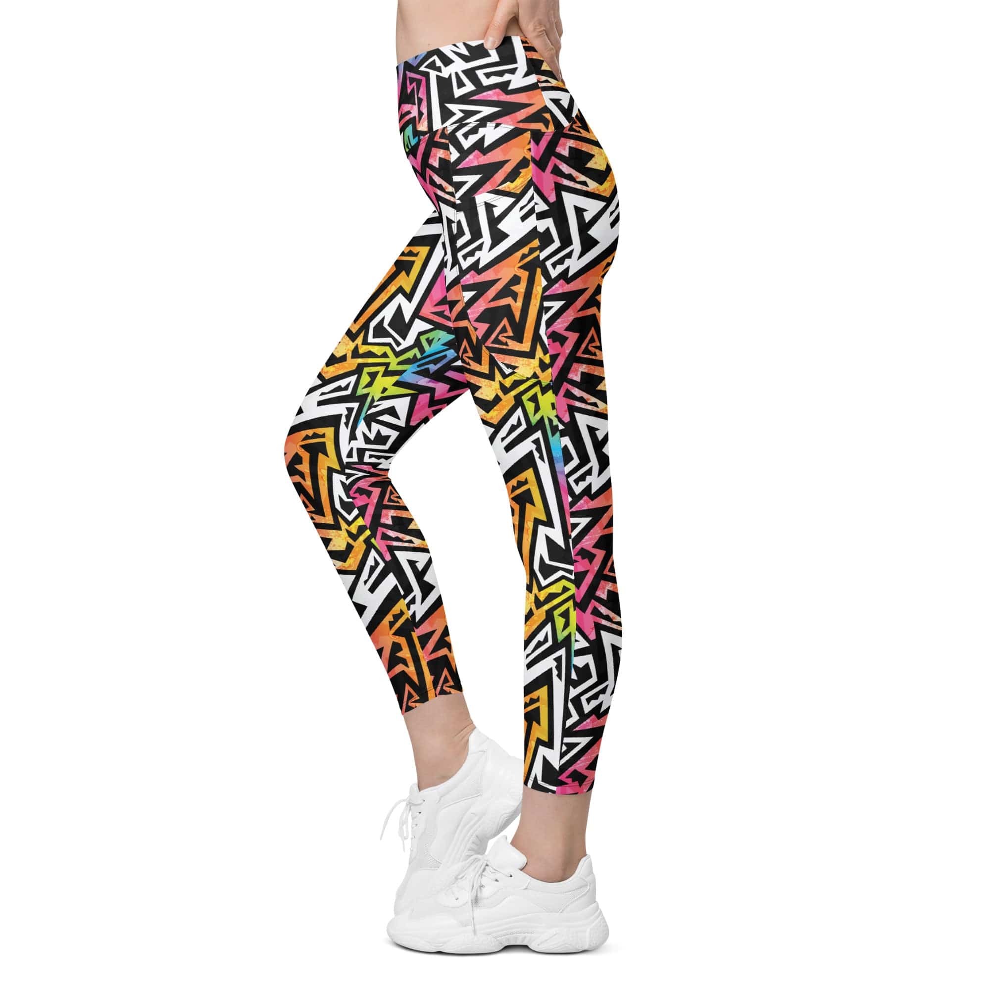 Funky Geometric Leggings With Pockets