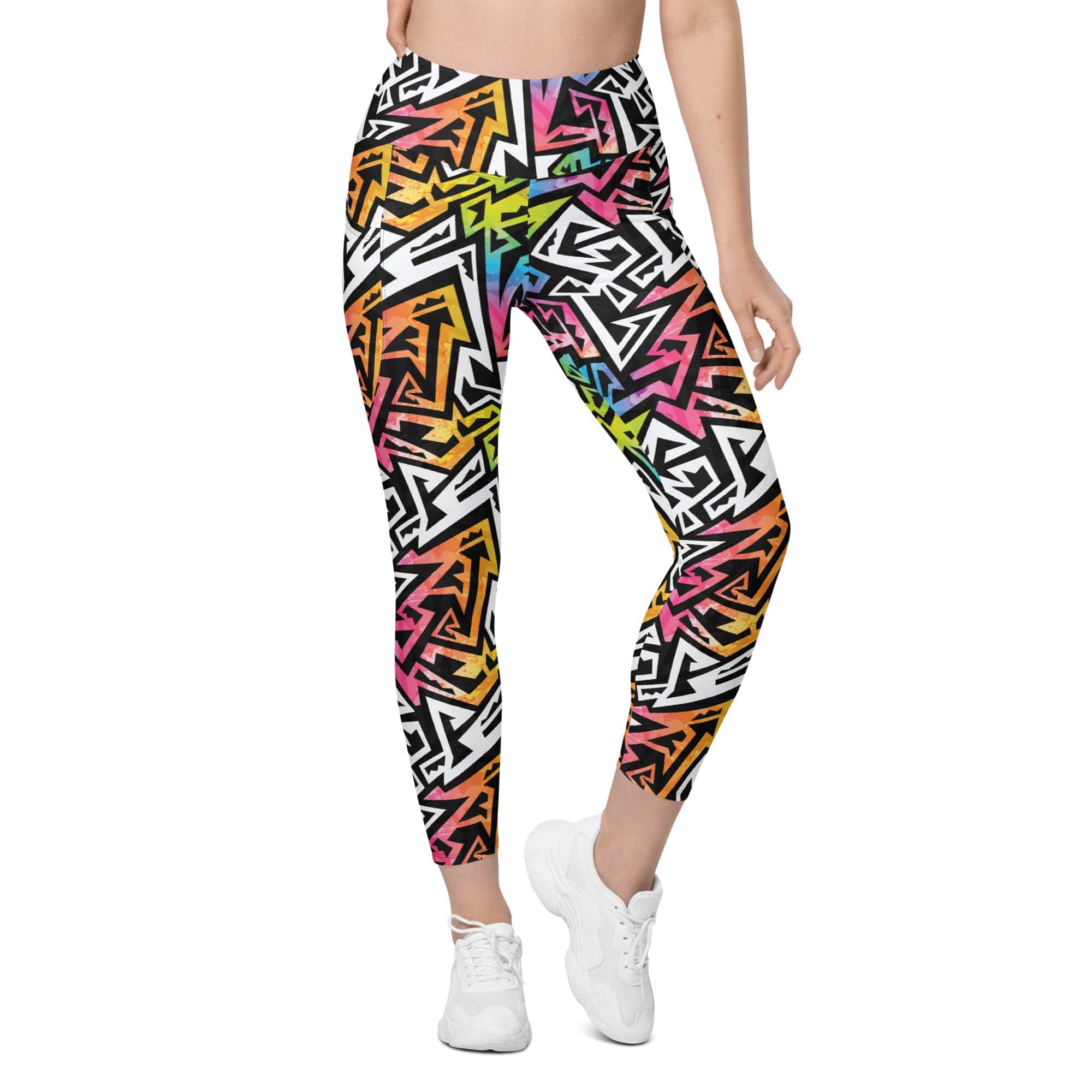 Funky Geometric Leggings With Pockets