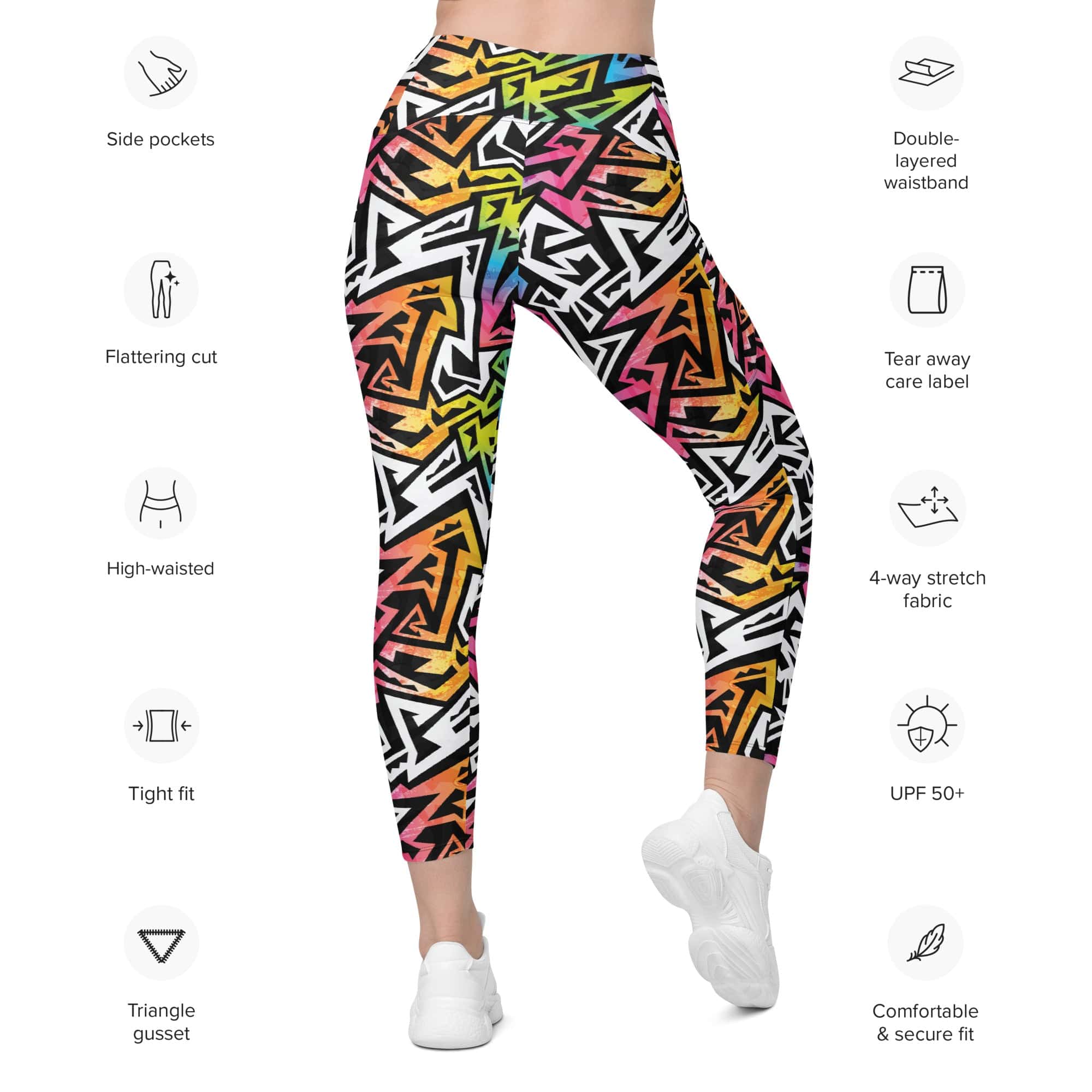 Funky Geometric Leggings With Pockets
