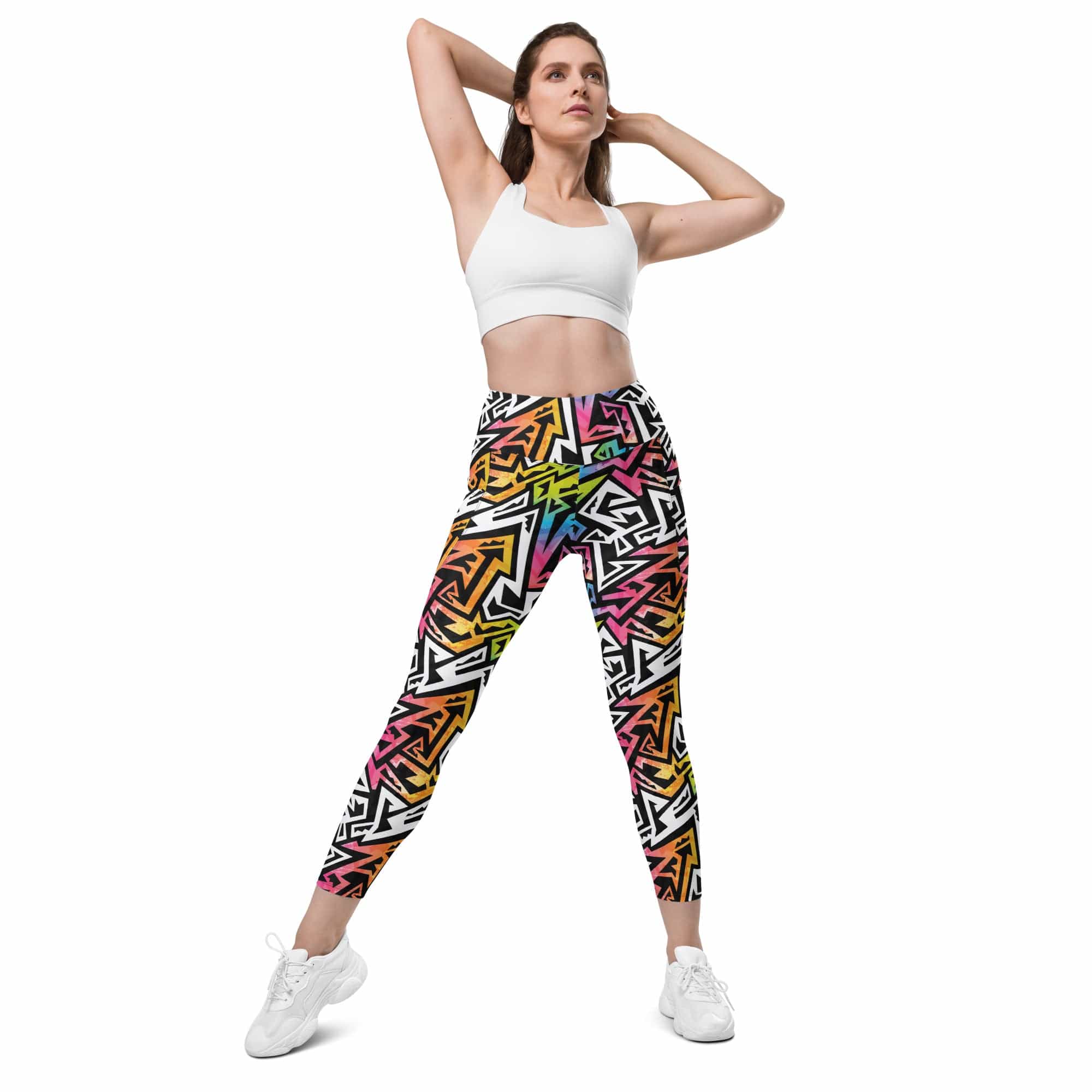 Funky Geometric Leggings With Pockets