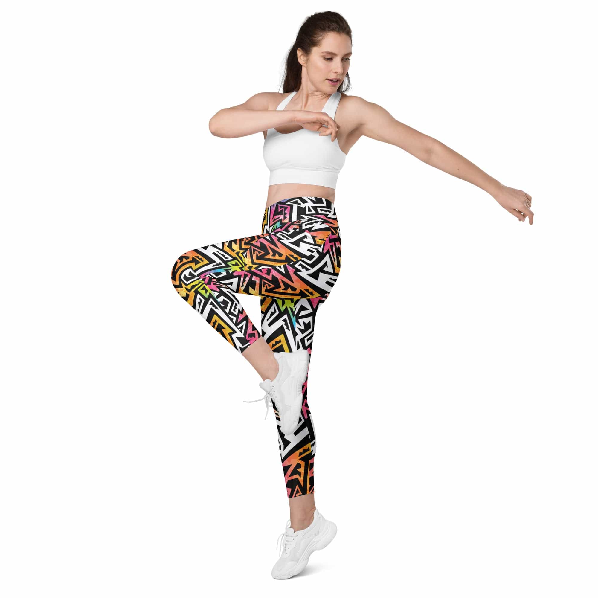 Funky Geometric Leggings With Pockets