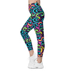 Funky Retro Print Leggings With Pockets