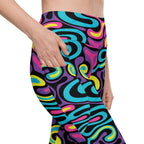 Funky Retro Print Leggings With Pockets