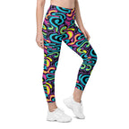 Funky Retro Print Leggings With Pockets