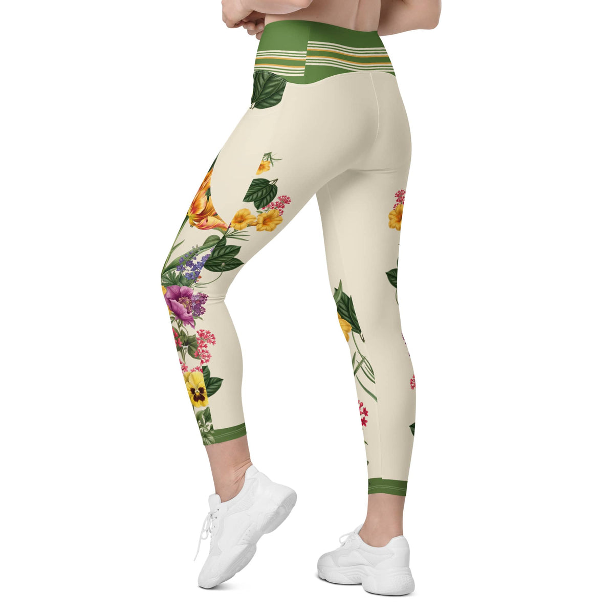 Garden Bouquet Crossover Leggings With Pockets