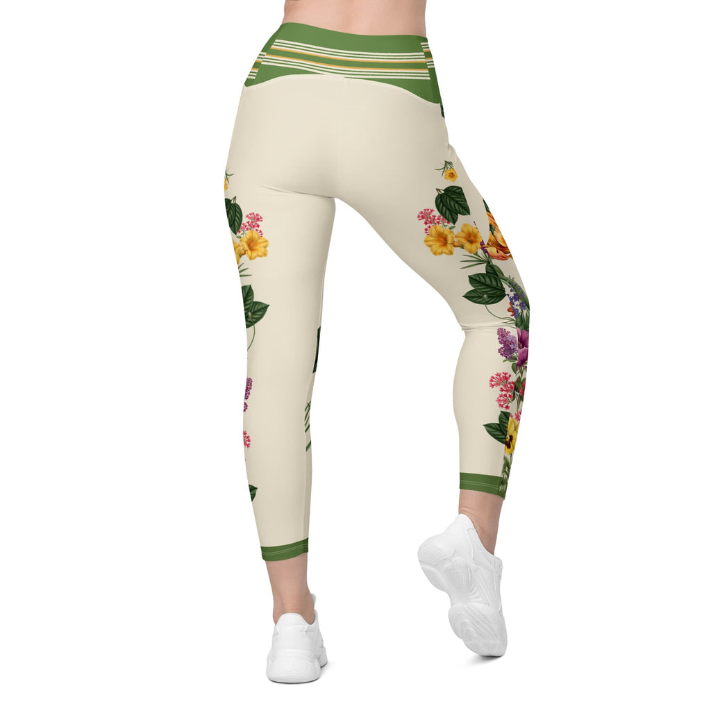 Garden Bouquet Crossover Leggings With Pockets