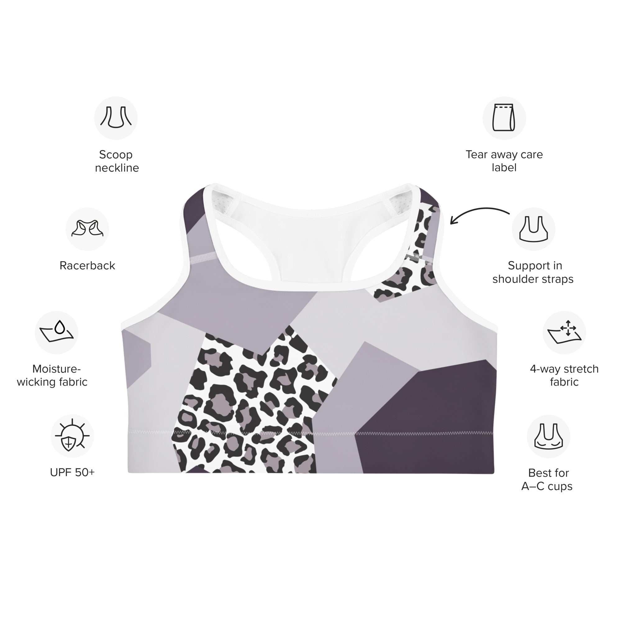 Geometric Animal Print Sports Bra